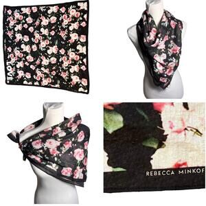 REBECCA MINKOFF floral scarf black pink